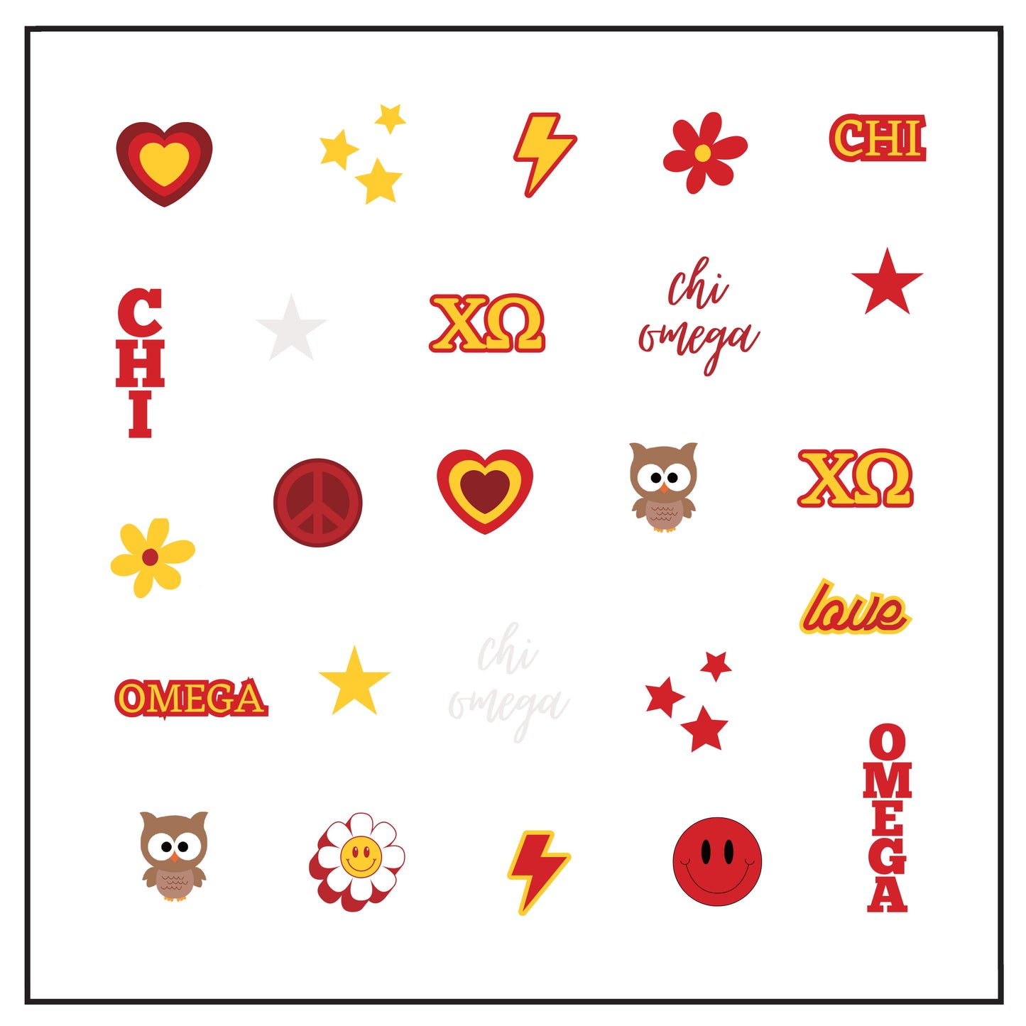 Chi Omega Nail Stickers