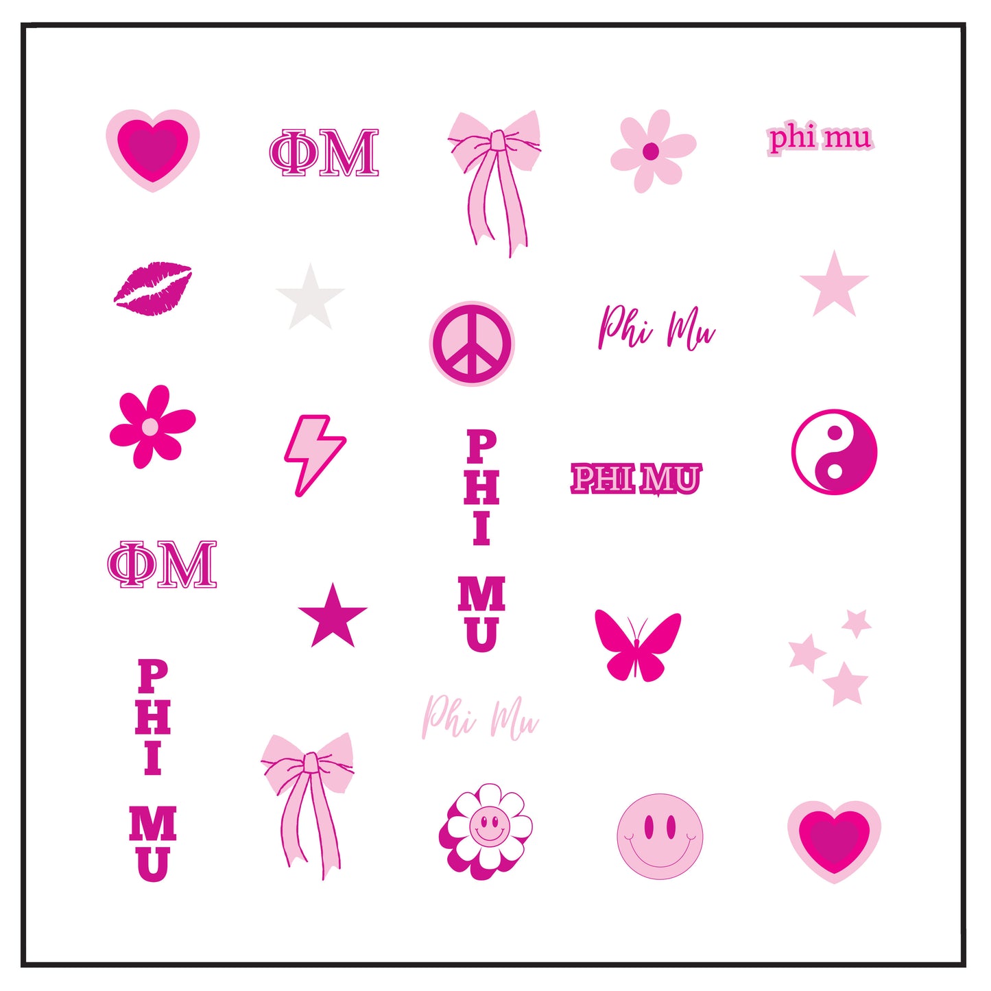 Phi Mu Nail Stickers